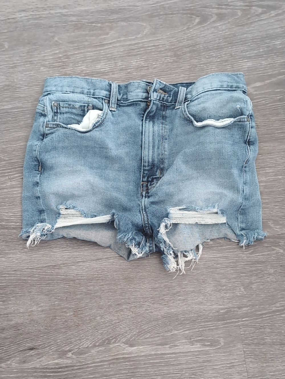 Modern American Frayed Light Blue Denim Cutoff Shorts - Women
